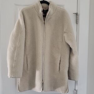JCrew Faux Shearling Car Coat Sz L